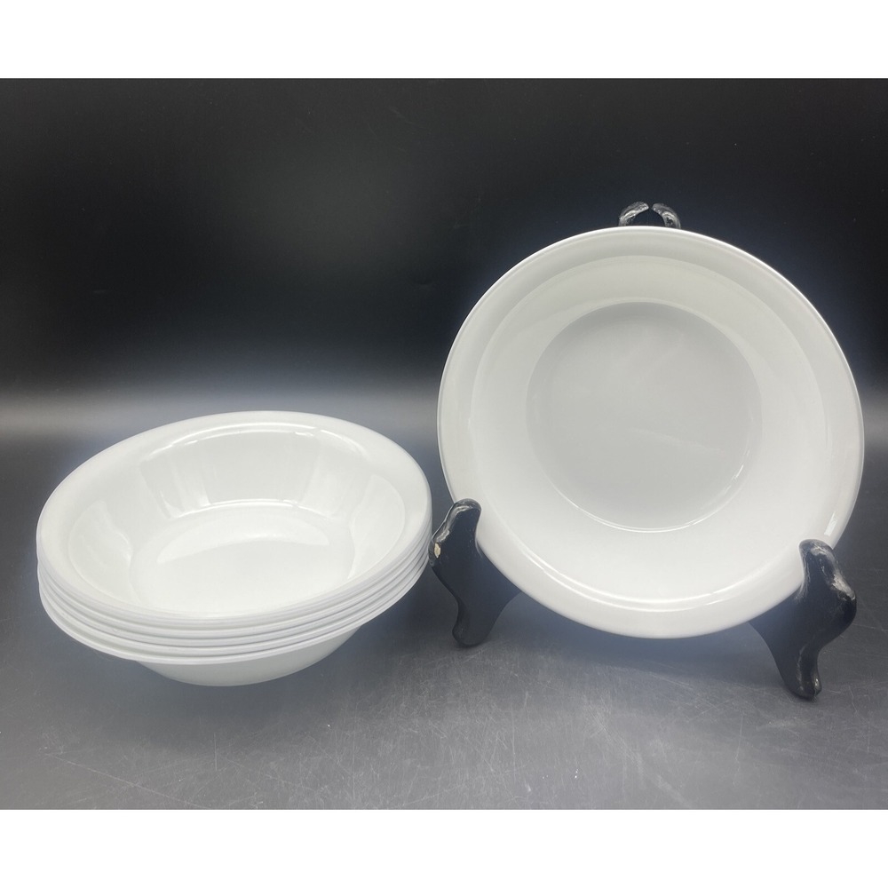 Corelle WHITE  w/ GREY TRIM Cereal Soup Salad Bowl Set of 6